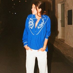 NWT Zara oversized embroidered button down shirt